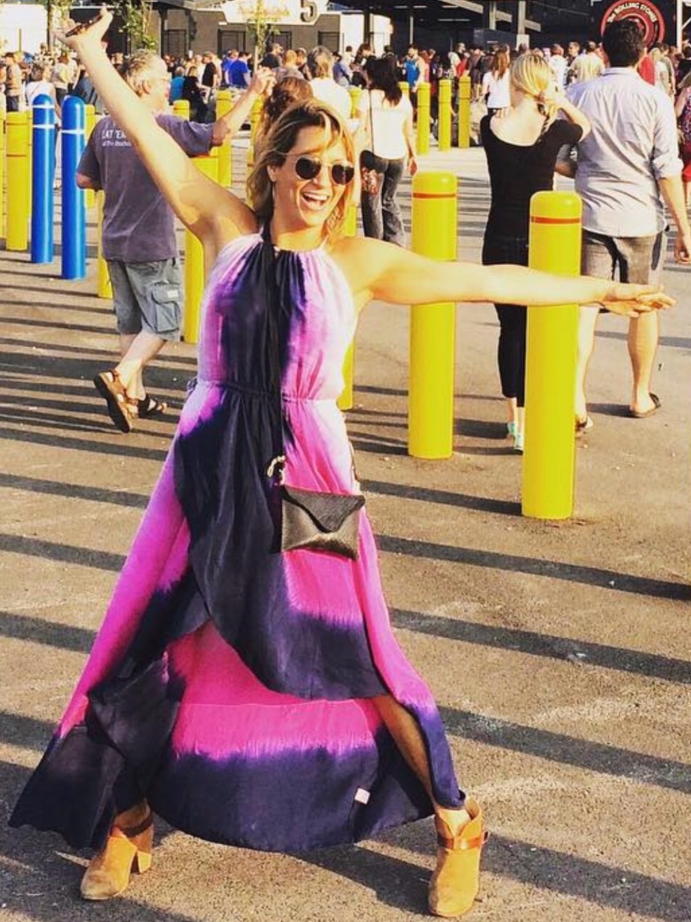 calypso - Sleeveless Pink and Navy Ombre Maxi Dress